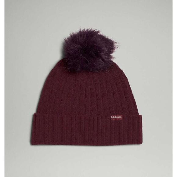 Lululemon Cable Knit Pom Beanie Plum One Size NWT main image 5